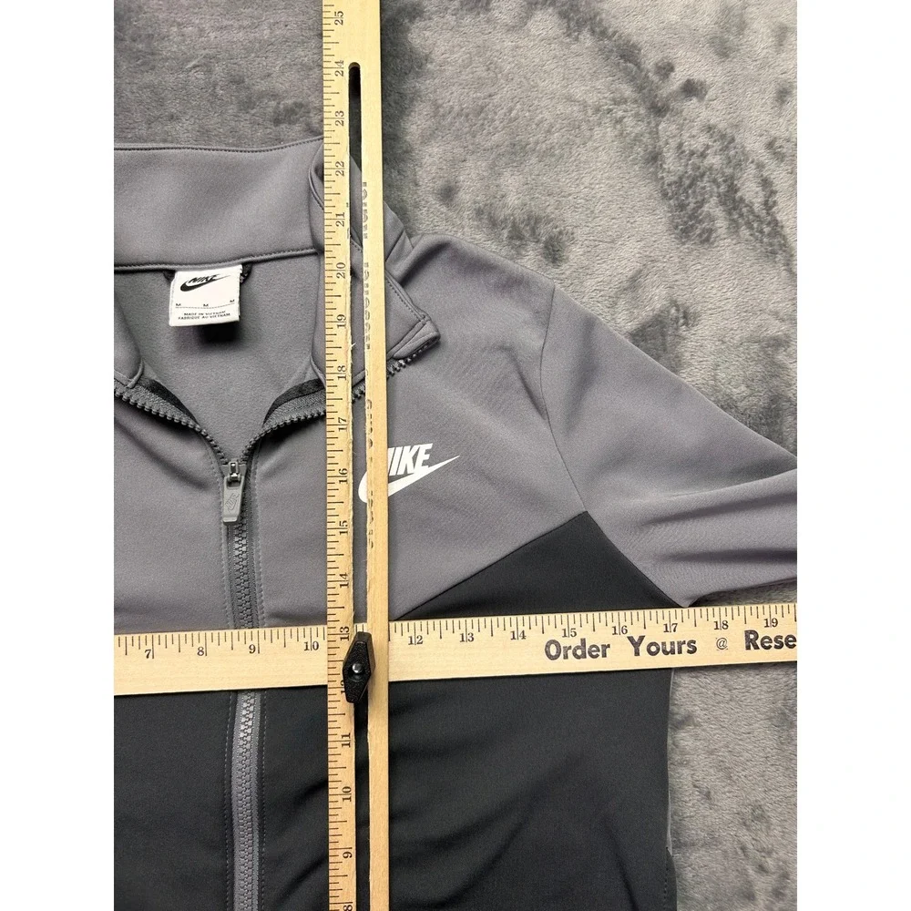 Nike Youth Medium Track Jacket Grey Black Full Zip Big Logo Athletic